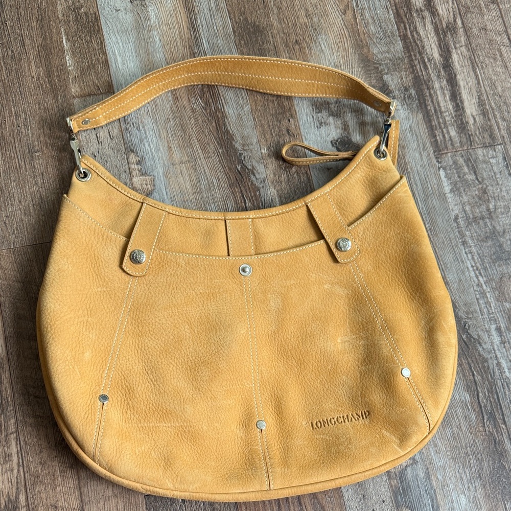 Longchamp Mustard Leather Shoulder Bag